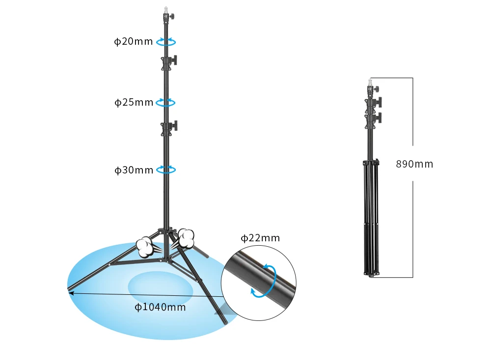 JINBEI MZ-2400FP  Air Cushion Aluminum Photography Light Stand Professional Tripod Studio Light Stand view 5