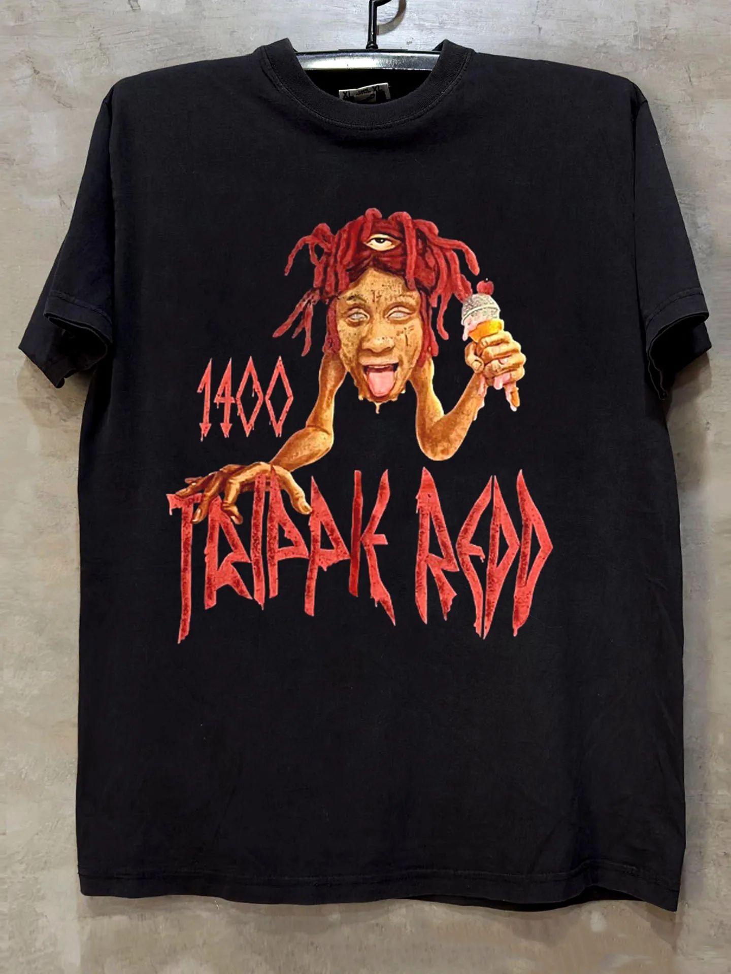 Trippie Redd Punk Dark Short Sleeve T-Shirt Oversize Rock Small Collar Heavyweight Pure Cotton Half Sleeve Trendy Youth Summe...