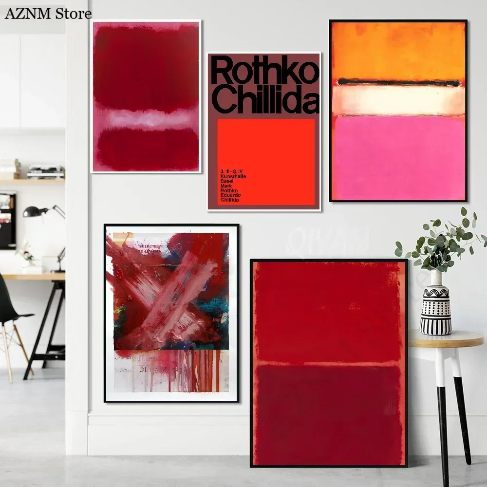 1PC Scandinavian Modern Wall Art Mark Rothko Abstract Poster Self-adhesive Art Waterproof Paper Sticker Coffee House Bar Room