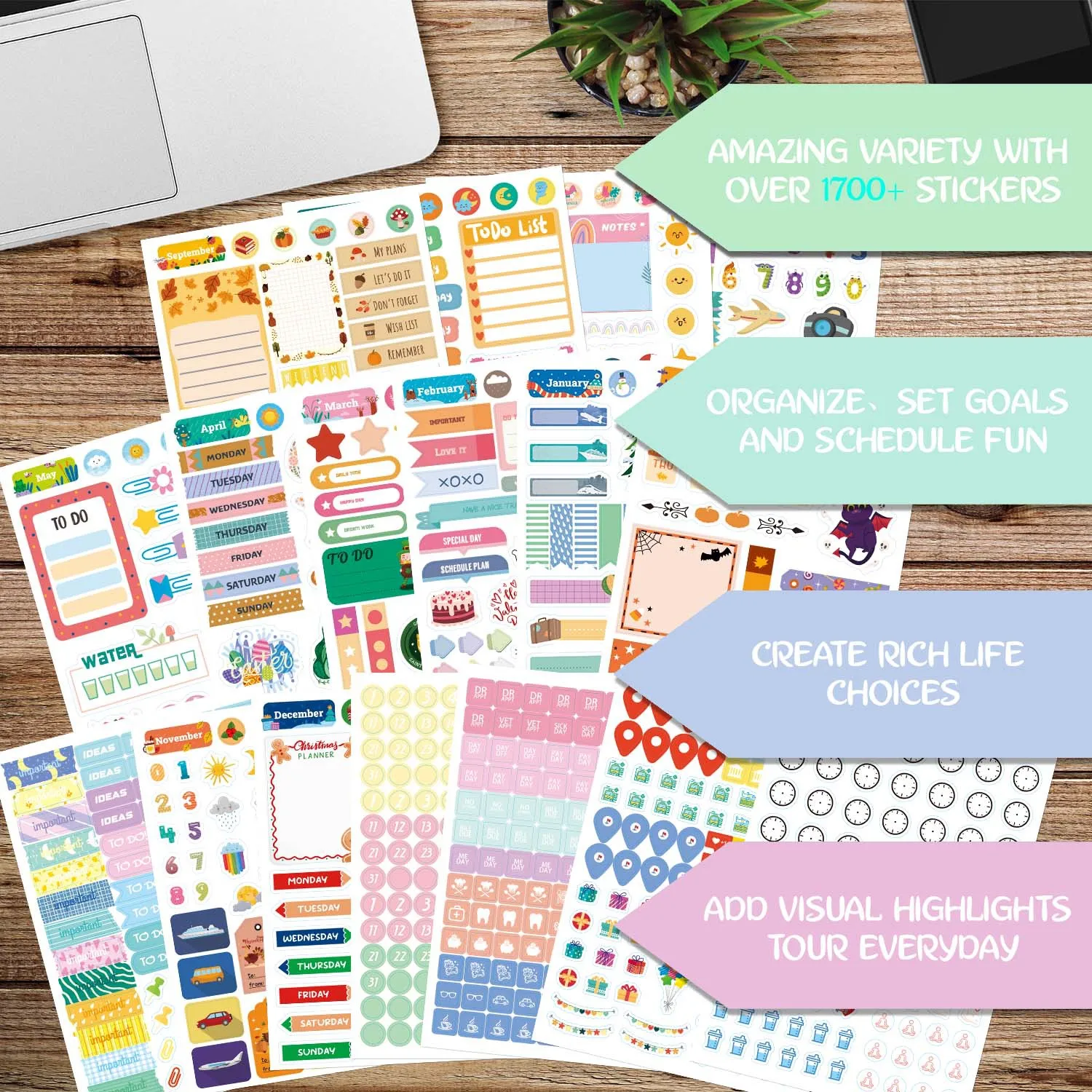 Year Month Day Plan Sticker Book, Planner Stickers Book, Diary Scraper Book, Ledger Sticker Book