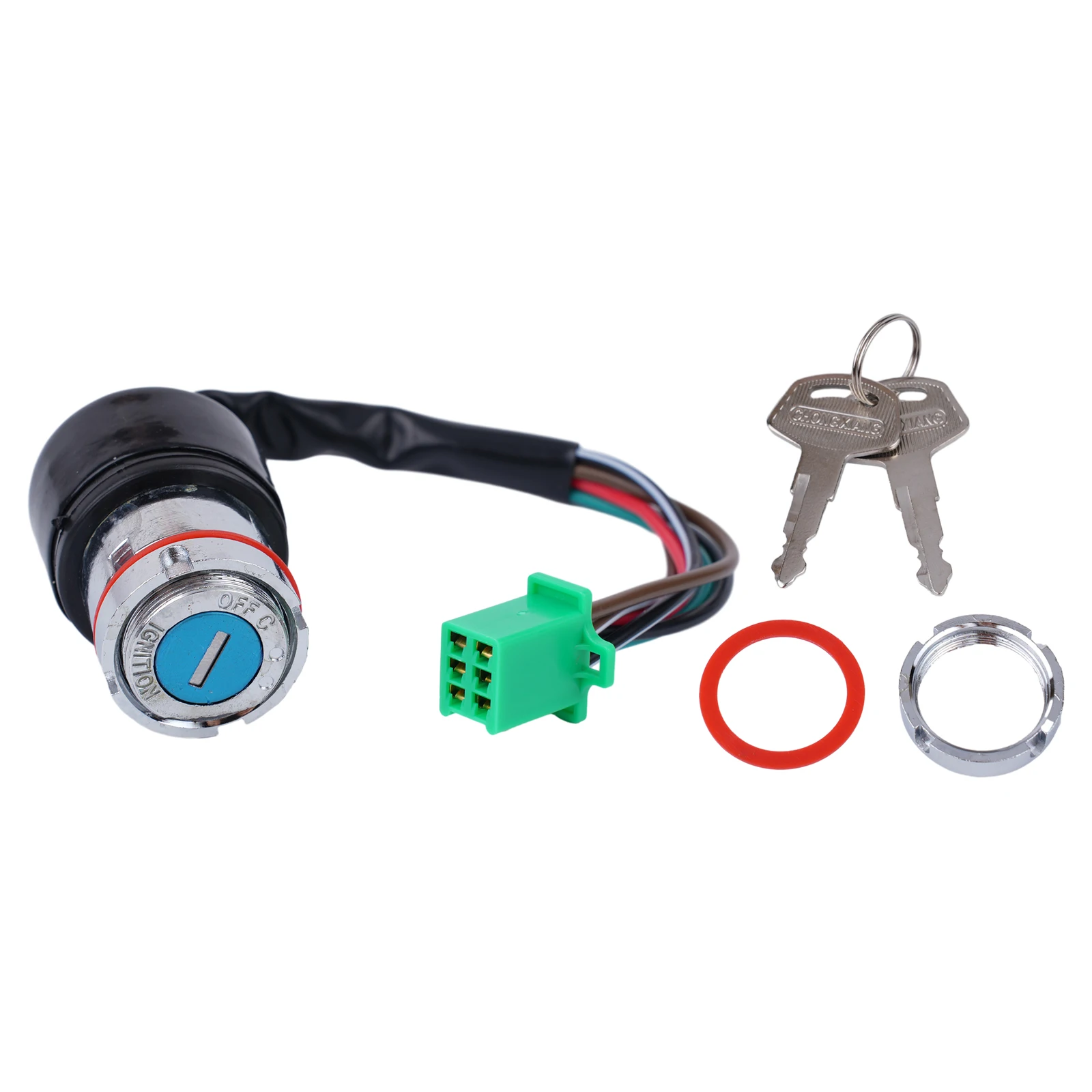 6 Wire For Ignition Key Switch for Motorcycle with 2 Keys for Use with For 50CC 90CC 110CC 125CC Scooters and Dirt Bikes