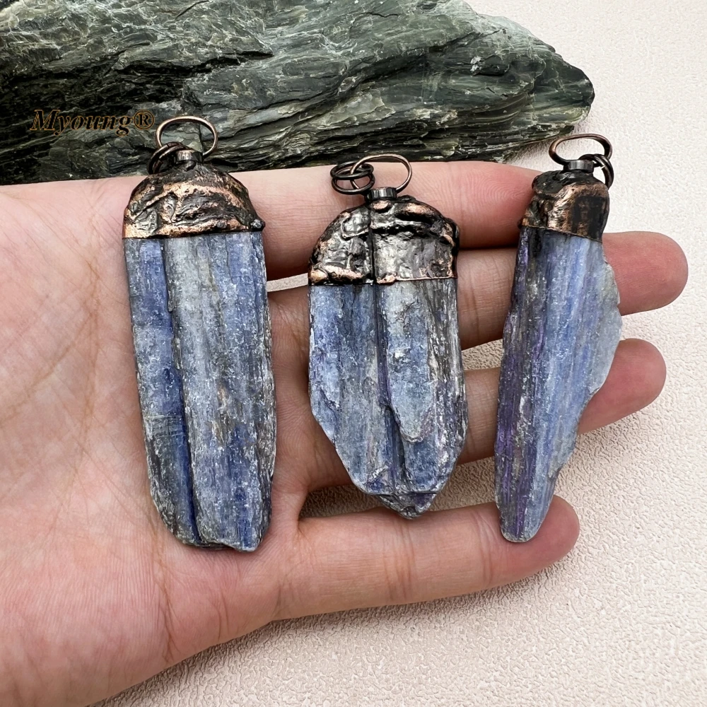 10PCS BOHO Jewelry Irregular Large Natural Stone Blue Kyanite Quartz Vintage Necklace Pendant MY230906