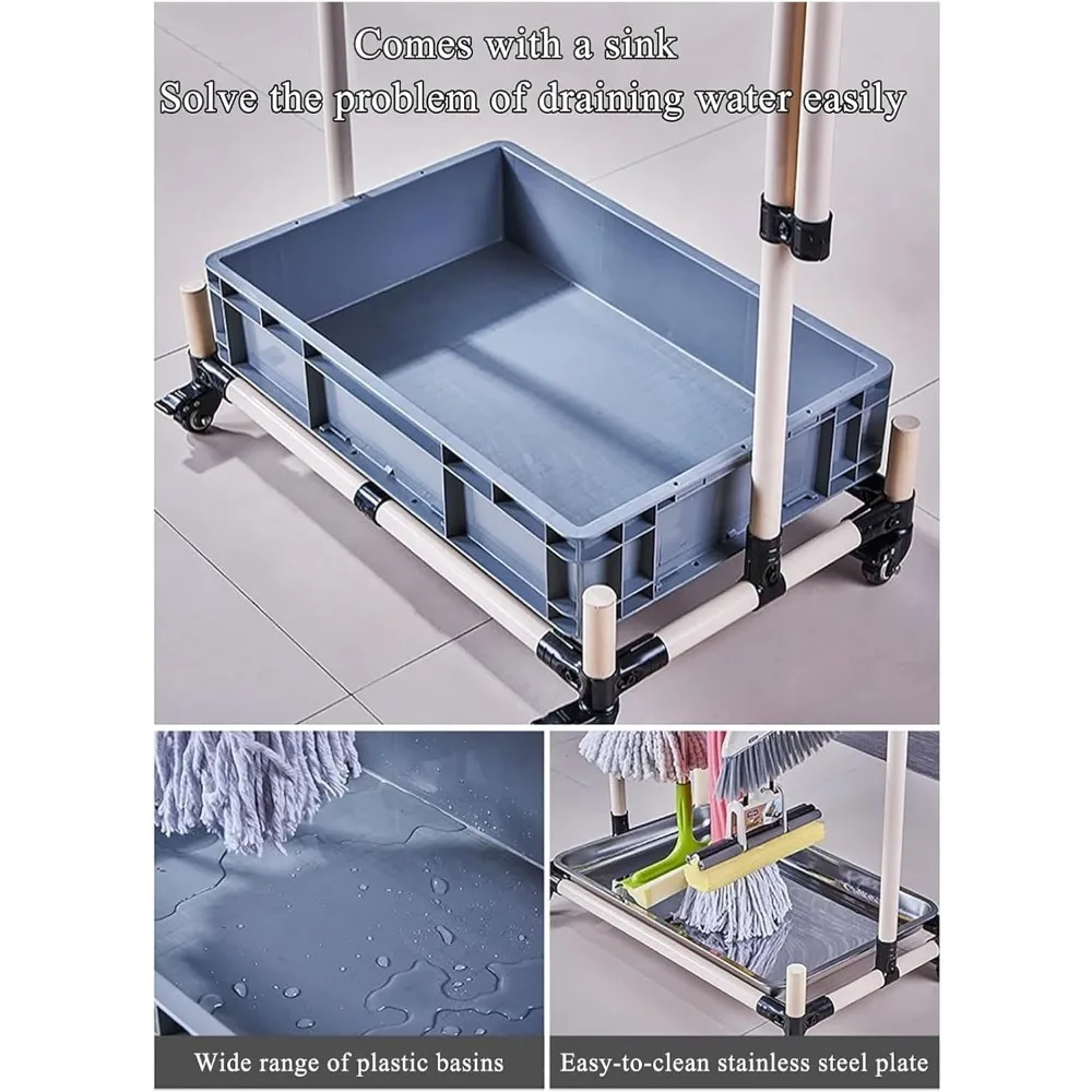 Porta scopa da pavimento per riporre gli strumenti di pulizia in varie impostazioni