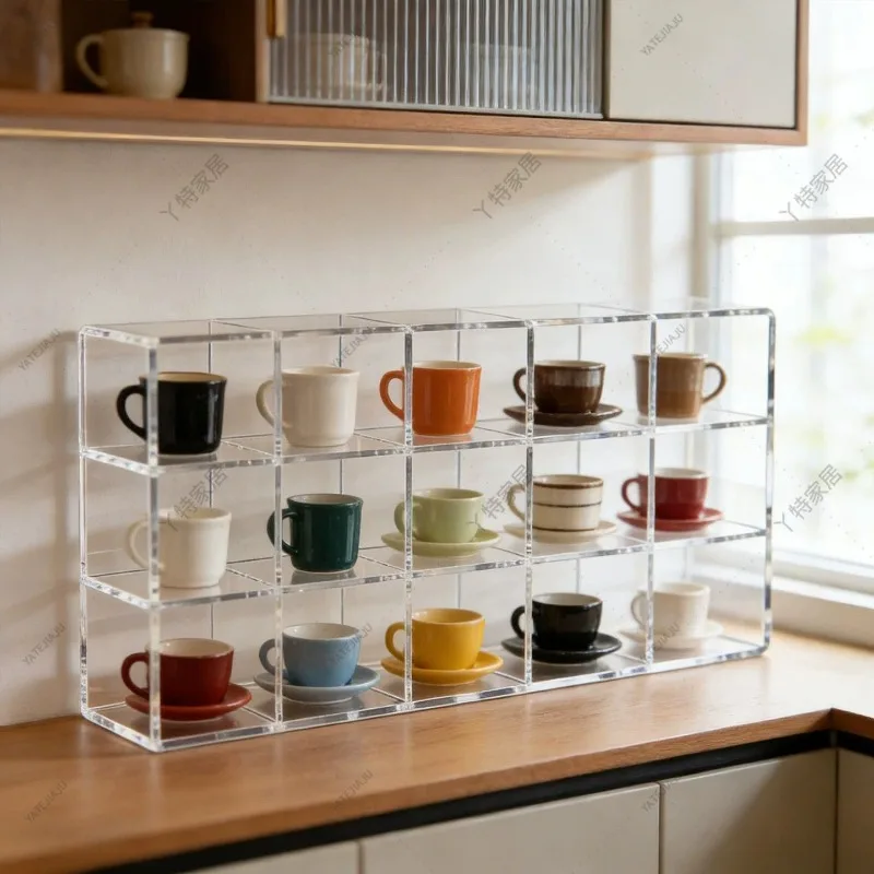 Acrylic household water cup, tea cup, coffee cup storage rack, multi-layer small countertop cup storage rack
