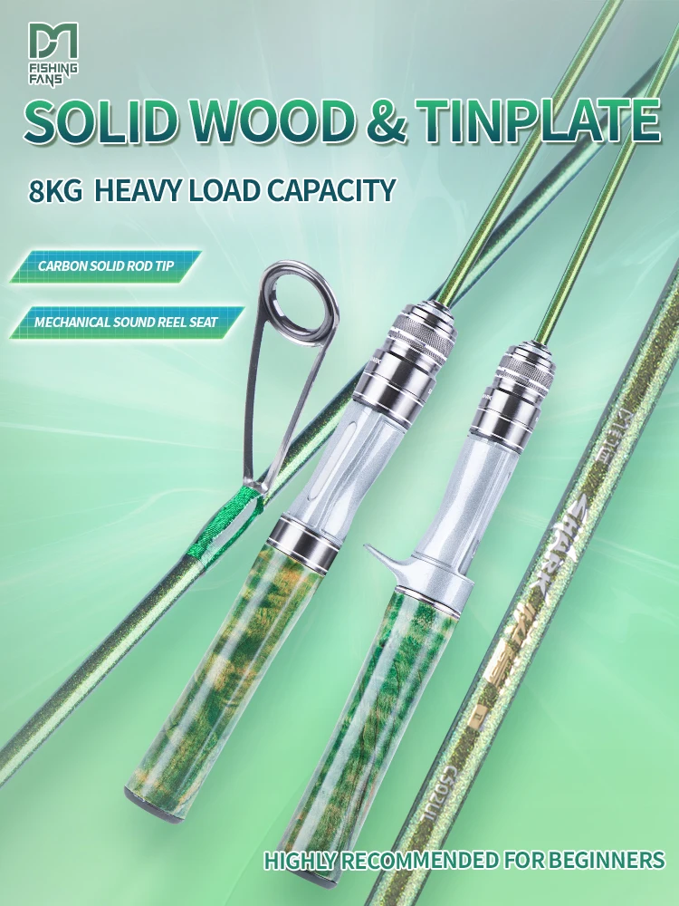 FISHINGFANS – manche en bois UL ultraléger, pointe solide, grande puissance, hochet à haute teneur en carbone, siège de moulinet, moulage Spinning, canne à pêche à la truite