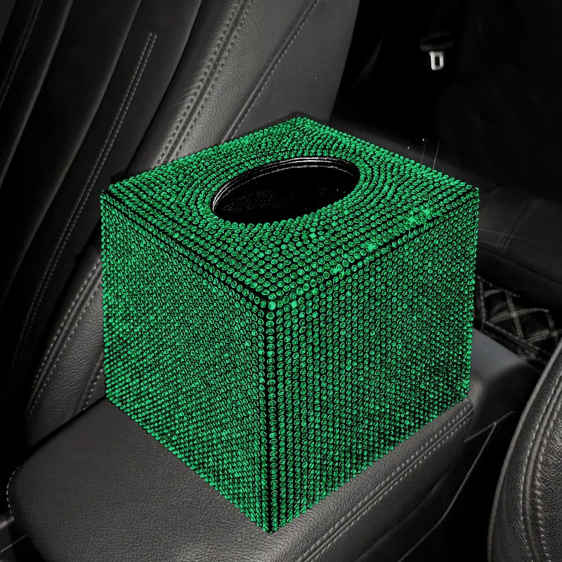 Luxury Rhinestone Tissue Box Car Tissue Container Desktop Napkin Holder Storage Box Toilet Paper Box Dispenser Home Decoration