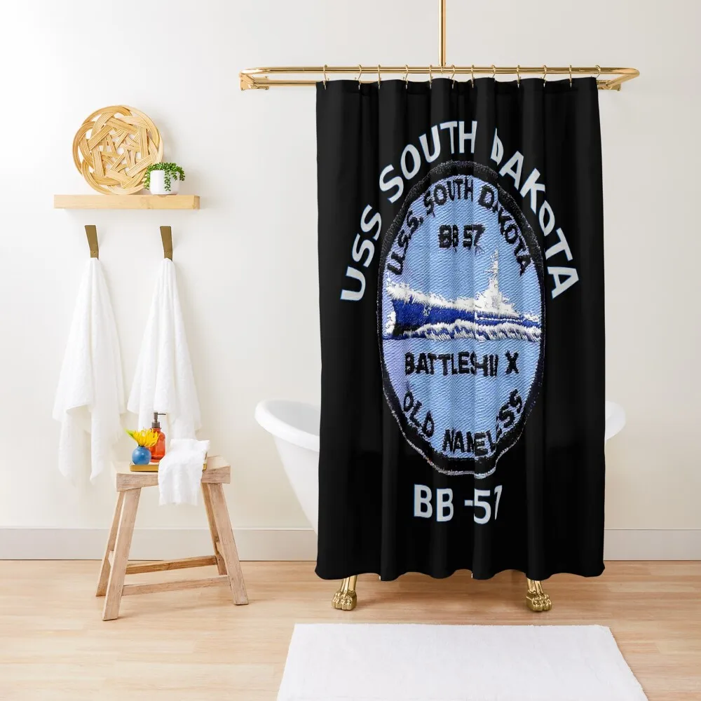 

USS South Dakota Patch for Dark Colors Shower Curtain Shower Set Waterproof Bathroom Shower Curtain