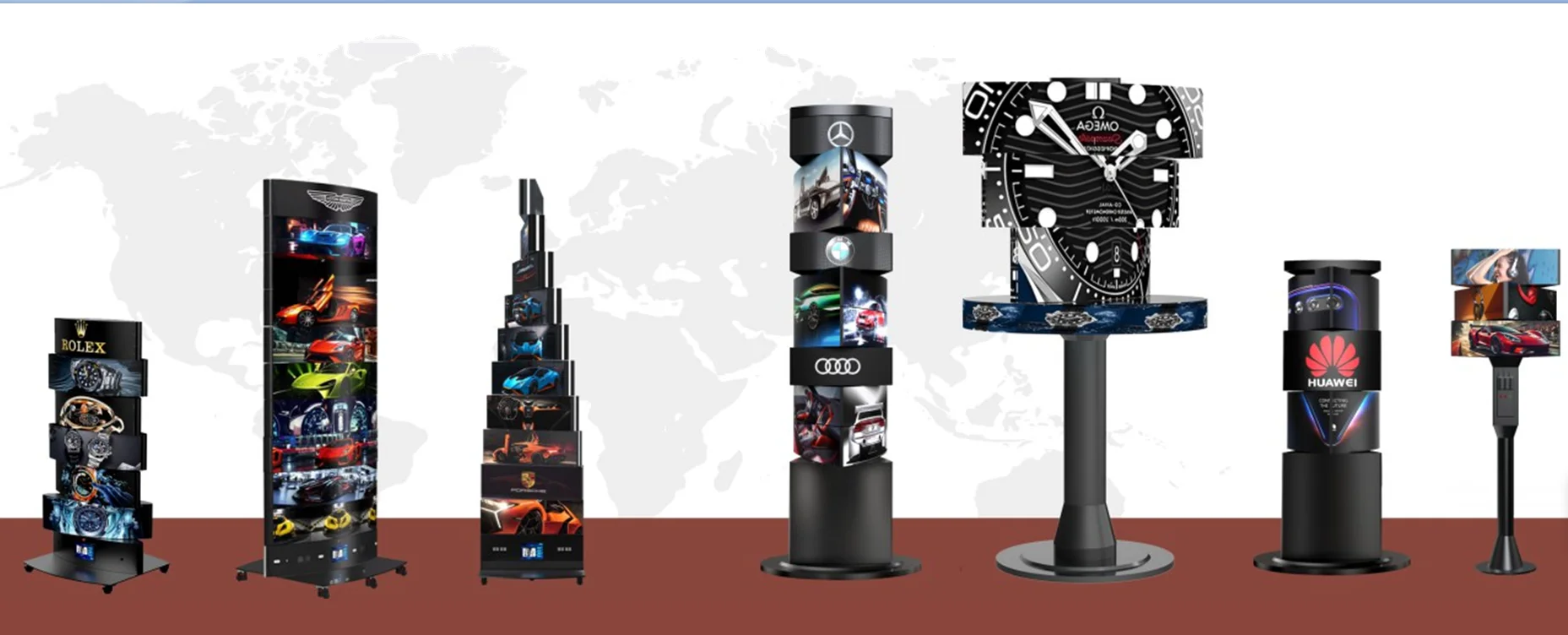 Customized Full Color 5500cd High Brightness IP65 360 Rotating LED Display with Dual-Sided Video Wall for Indoor/Outdoor Use