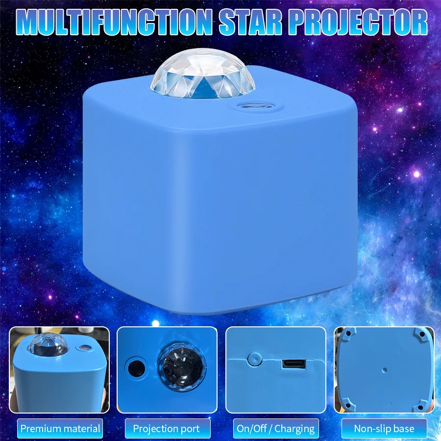 新しいユニークな星、月、青い周囲光、複数の色、調整可能なリビングルーム、ベッドルーム、小さな常夜灯