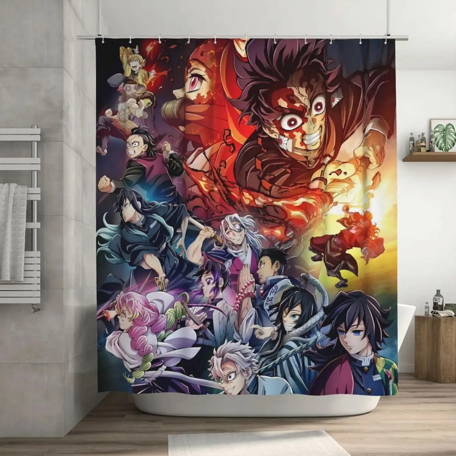 Anime shower curtain bathroom decoration with 12 hooks waterproof washable polyester fabric for bathroom shower 200X180CM