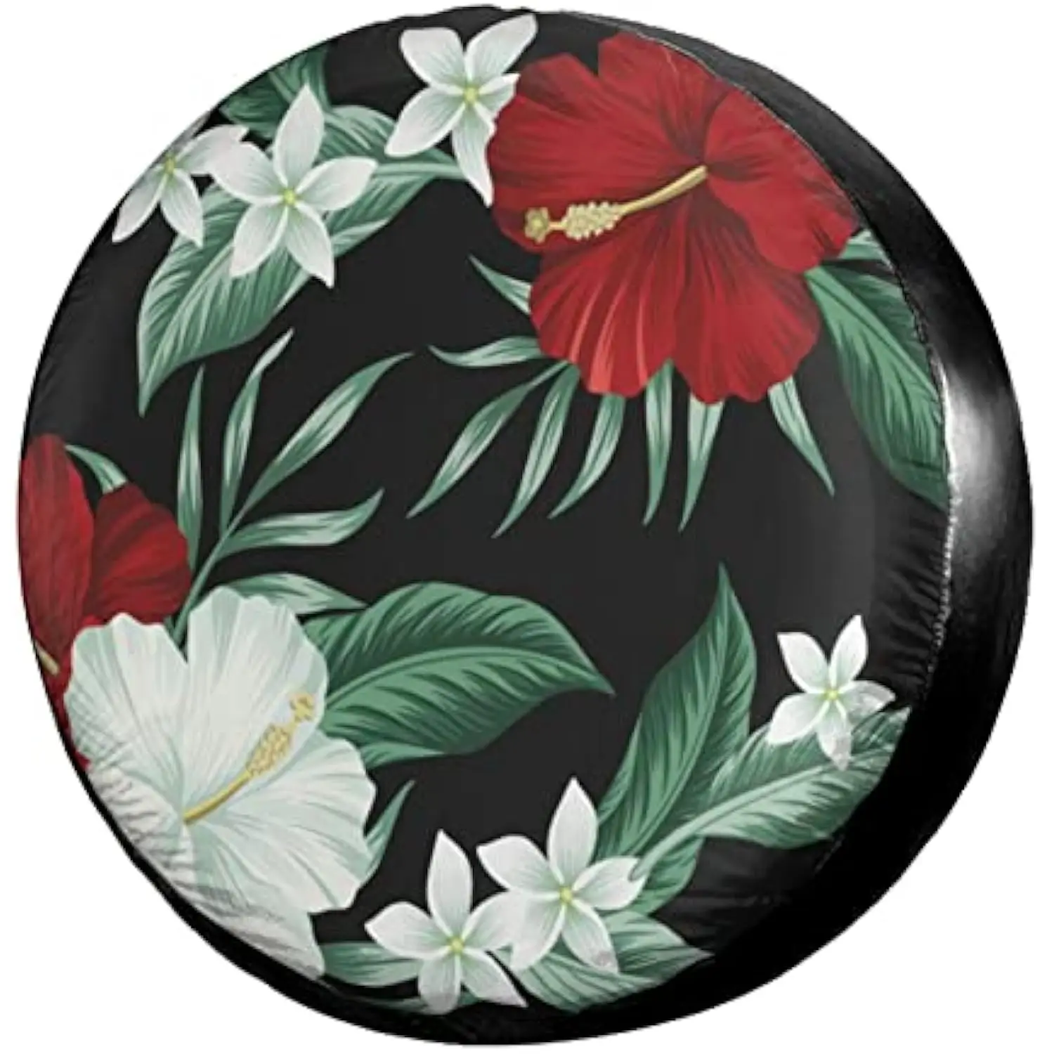 

Tropical Hawaiian Red Hibiscus Floral Spare Tire Cover Dust-Proof Wheel Protector for RV SUV