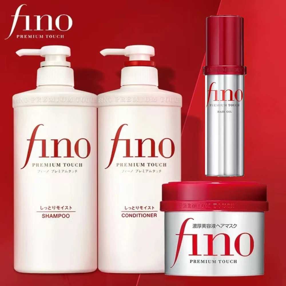Fino Premium Touch Hair Care Set - 550ml Collagen Keratin Shampoo & Conditioner, 230g Shiny Hair Mask, Repair Dry Damaged Hair