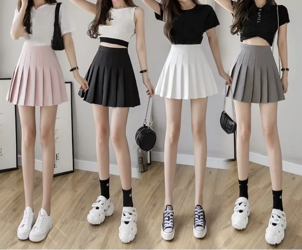 Falda coreana para primavera y verano, pantalones cortos para mujer, minifalda Sexy de cintura alta, pantalón corto plisado para escuela, falda rosa japonesa Kawaii para mujer Y2k