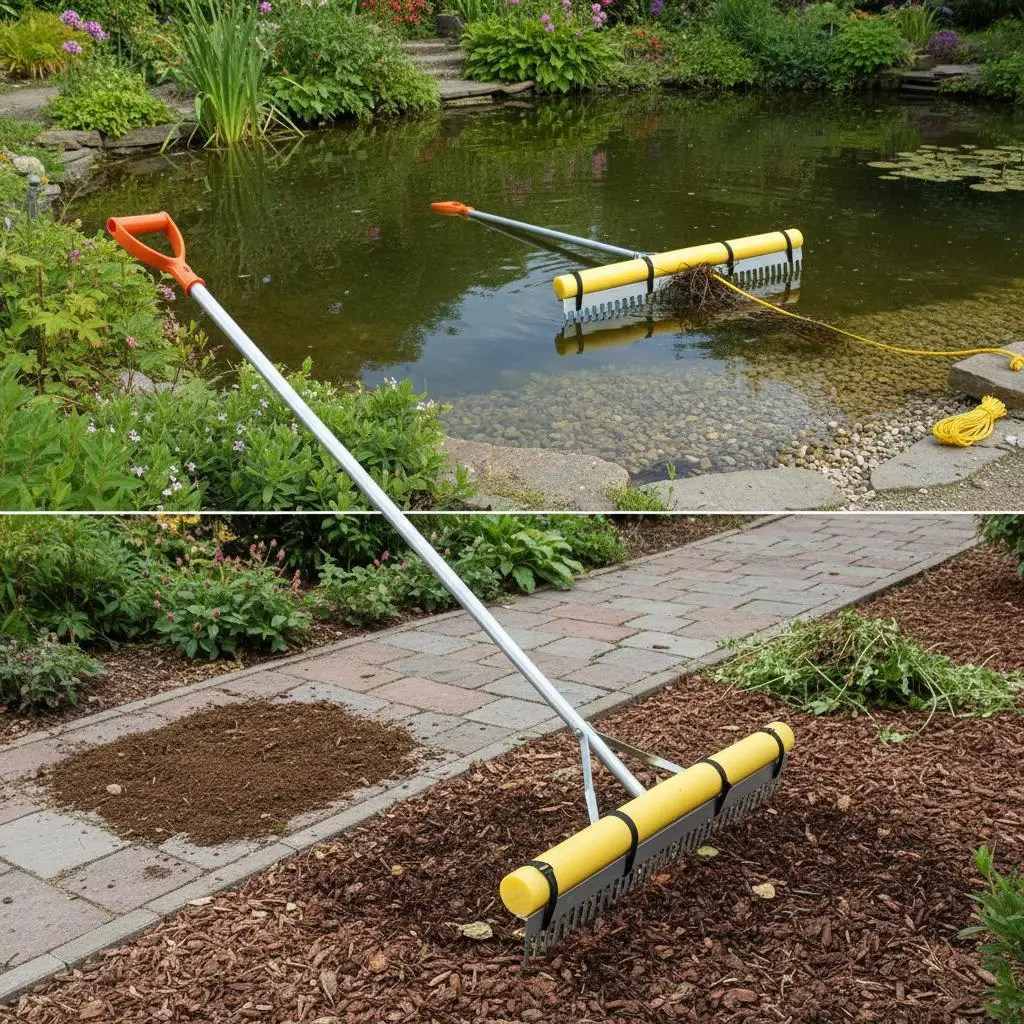 

Landscape Rake, 36 inch Wide Head 133 inch Handle, Large Heavy Duty Aluminum Landscaping Leaf Rake Tool, Asphalt Level for Lo