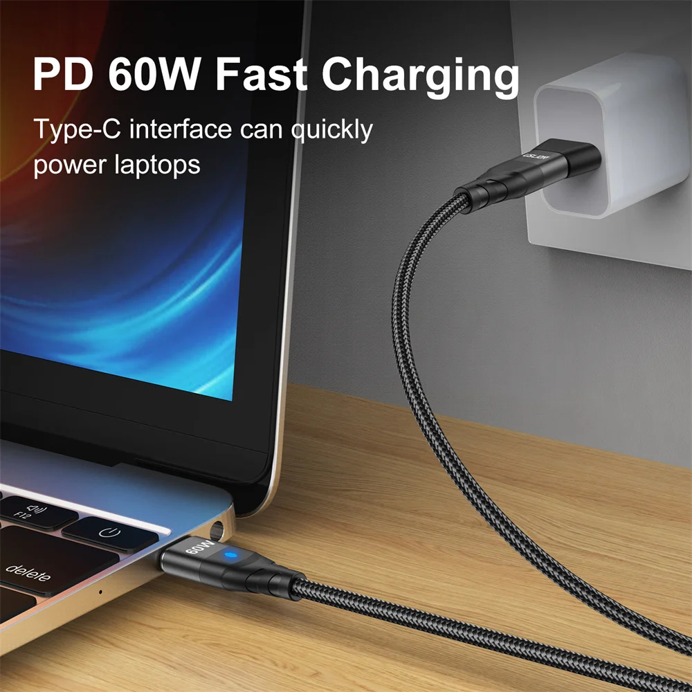 USLION PD 60W Magnetic Cable With USB adapter QC3.0 Fast Charger Cable For iPhone Samsung Huawei Xiaomi Redmi Note 10 8 Macbook