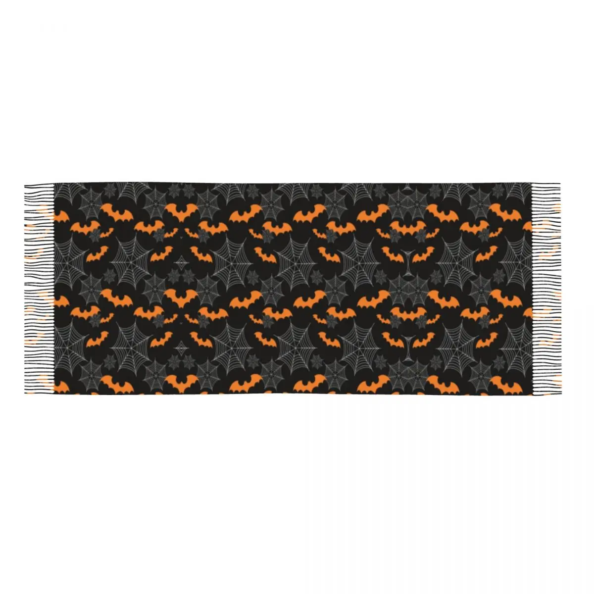 Halloween Bats Spider Pattern Scarf Wrap Women Long Winter Warm Tassel Shawl Unisex Goth Occult Witch Magic Scarves