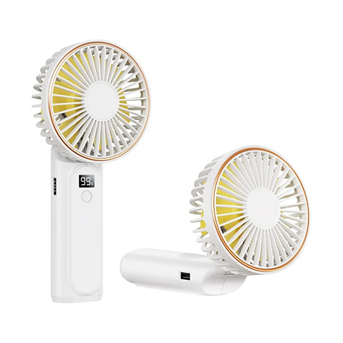 Handheld Fan, 3600MAh Portable Fan Mini Fan, 6 Speeds Adjustable, Small Personal Fan, Foldable Mini Desk Fan White