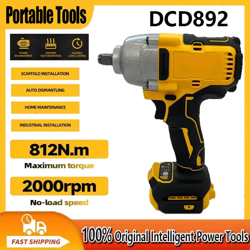Dewalt DCF892 812N.m Brushless Electric Wrench 1/2 Inch Cordless Impact Driver High Torque Three Speed Auto Repair Power Tools