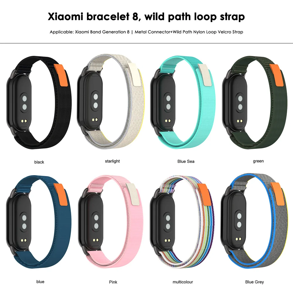 Correa de nailon para reloj inteligente, pulsera de repuesto de Metal para Xiaomi MI Band 8, hombre y mujer
