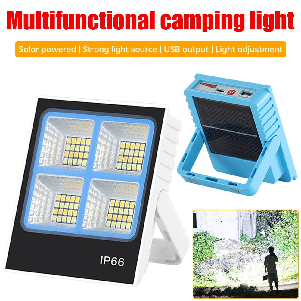 Solar Flood Light Rechargeable LED Night Market Light Outdoor Camping Lamp Tent Light Waterproof Yard Light Emergency Lamp