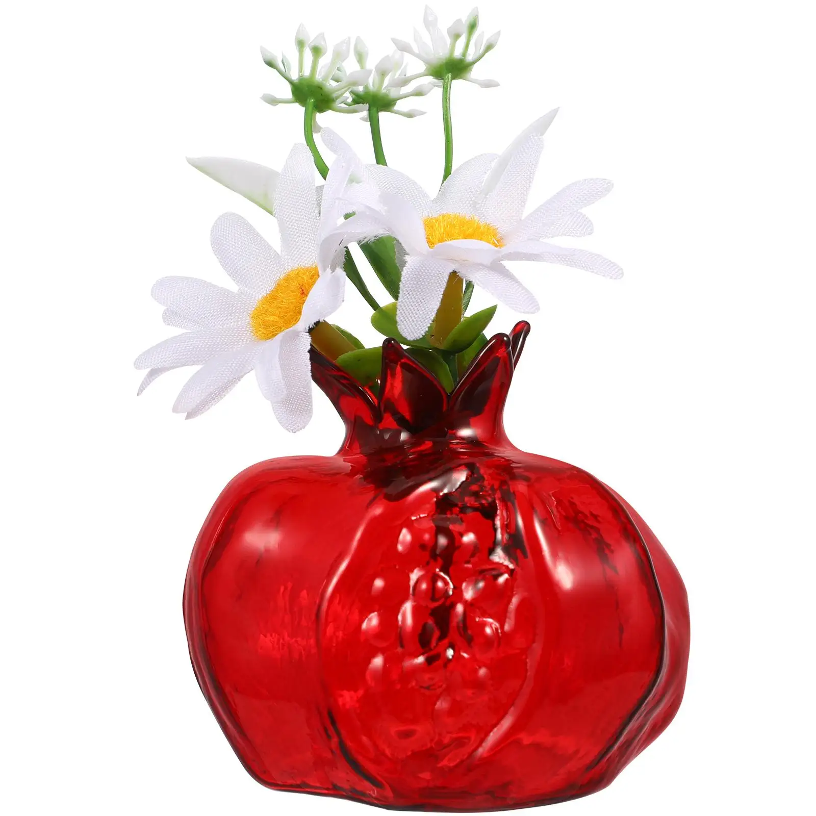 Pomegranate Glass Vase 30cm Tall Smooth Creative Elegant Home Decor Flower Vase Plants Container Gift Idea