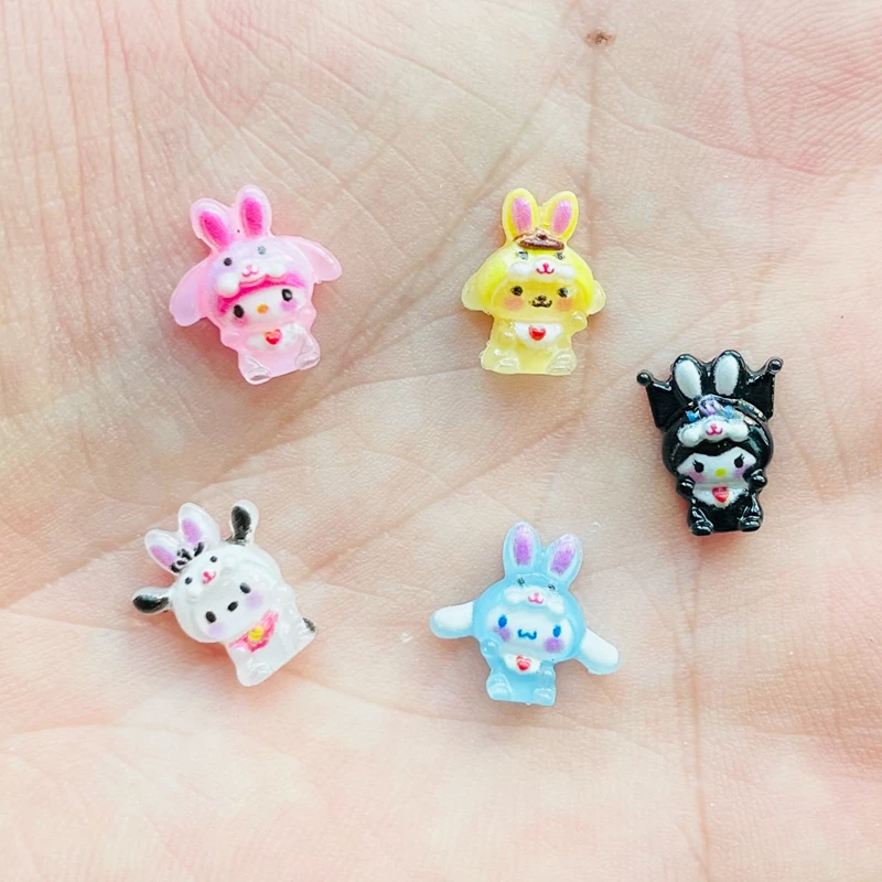 50 Pcs Mixed Resin Cartoon Charms Little Rabbit  Free Shipping Flat Back Ornament Jewelry Making Manicure Hairwear Accessorie