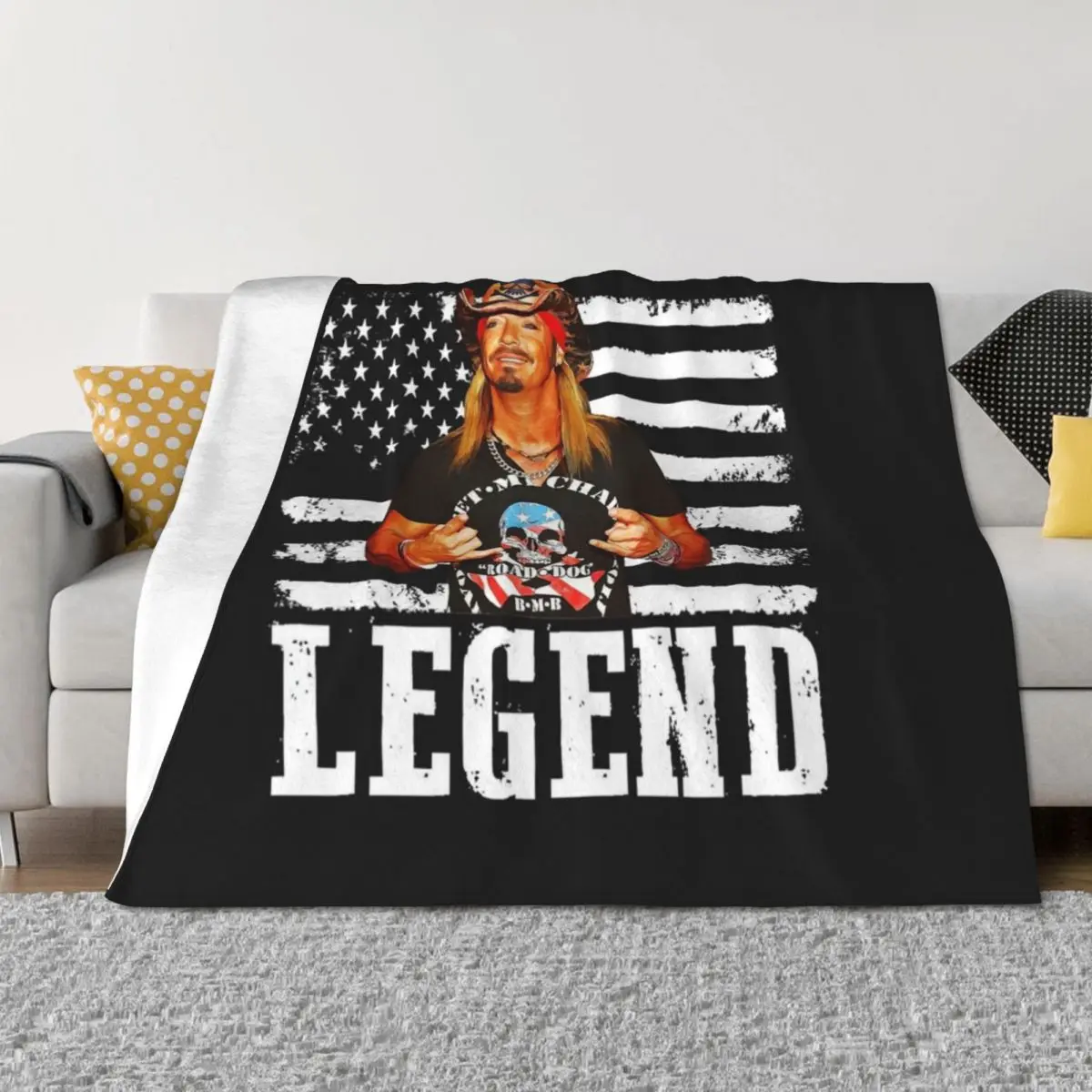 

Women My Favorite Distressed American Flag Bret Michaels Legend Retro Throw Blanket Picnic halloween Blankets