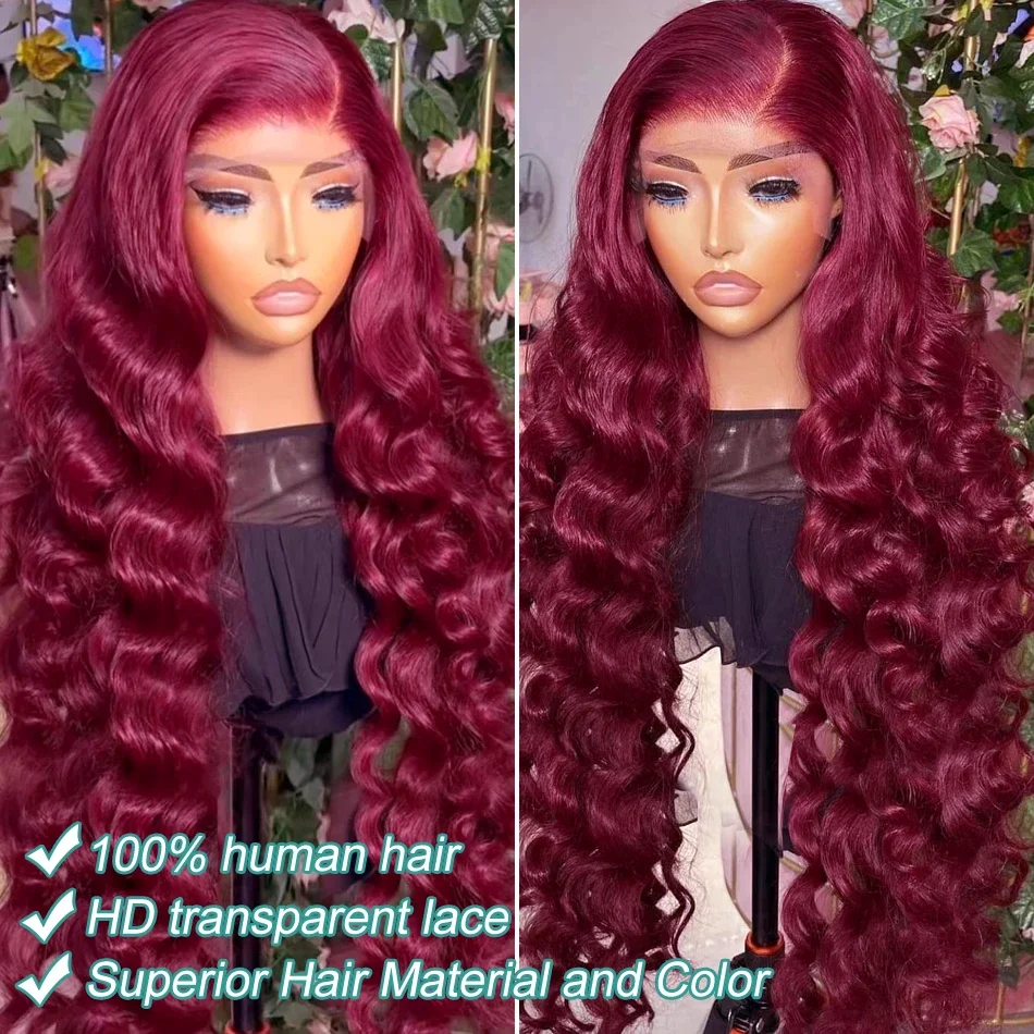 MELODIE Wig rambut manusia renda Frontal 13x6 HD ketebalan 250 Wig rambut manusia 30 inci 13x4 99J Burgundy Body Wave renda Wig depan untuk wanita