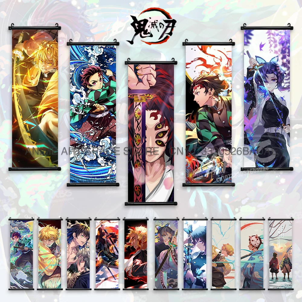 

Demon Slayer Hanging Painting Anime Poster Kamado Tanjirou Wall Art Home Decor Agatsuma Zenitsu Scrolls Pictures For Living Room