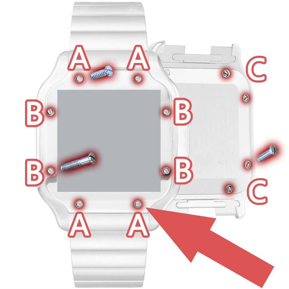 Watch Bezel/Case Back Screws for Cartier Santos 4072/4075 L/M Watch