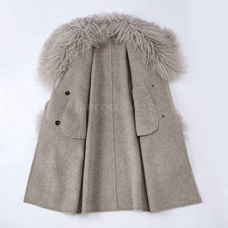 Imagem -04 - Senhora Outono Inverno Cabolsas de lã Moda Mongol Cabolsa de Pele Feminino Natural Trench Coat Qn5407