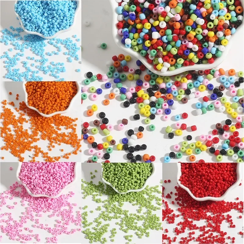 2/3/4mm Solid Color Rice Beads Mini Round Color Spacer Seed Bead for Making DIY Jewelry Bracelet Necklace Handcraft Accessories