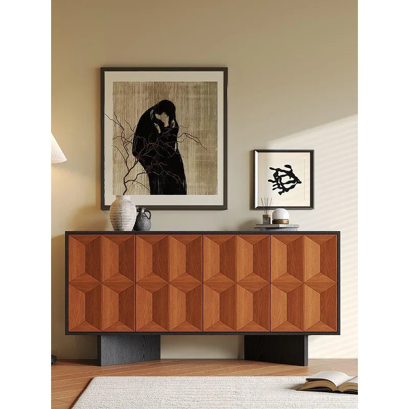 

Customizable medieval solid wood side cabinet French retro teak modern minimalist