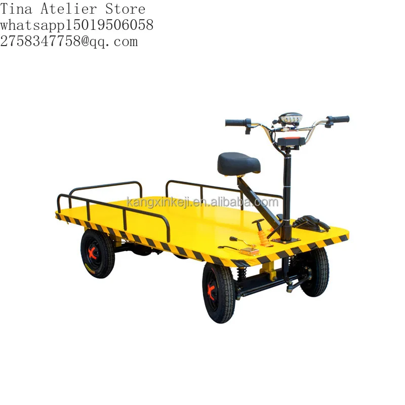 Warehouse Cargo Turnover Vehicle Trolley Riding Donkey Electric Flatbed Truck