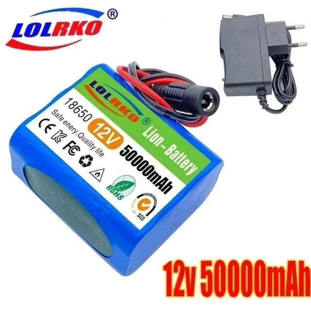 12V 50000mah battery 18650 Li-ion 50Ah Rechargeable batteries with BMS Lithium Battery packs Protection Board +12.6V Charger