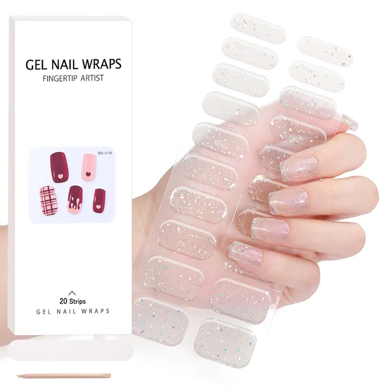 Semi cura Lantejoula Gel Nail Care Etiqueta, UV Esmalte, Adesivo Wraps Set para Lâmpada UV, Nail Art Decoração, Nova chegada