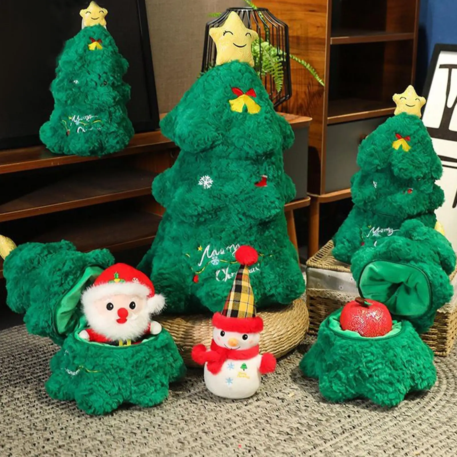 Árvore de natal de pelúcia santa bonecos de neve férias decoração de casa papai noel boneca de pelúcia animal de pelúcia para o quarto sala de estar dormitório escolar