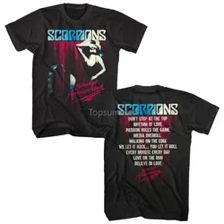 Álbum de diversões masculino Scorpions Savage capa camiseta, Live Rock Band Tour Merch