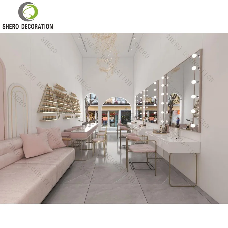 custom.Modern Durable Cosmetic Display Counter High Quality Commercial Makeup Display Showcase With Exquisite Cosmetic Furniture