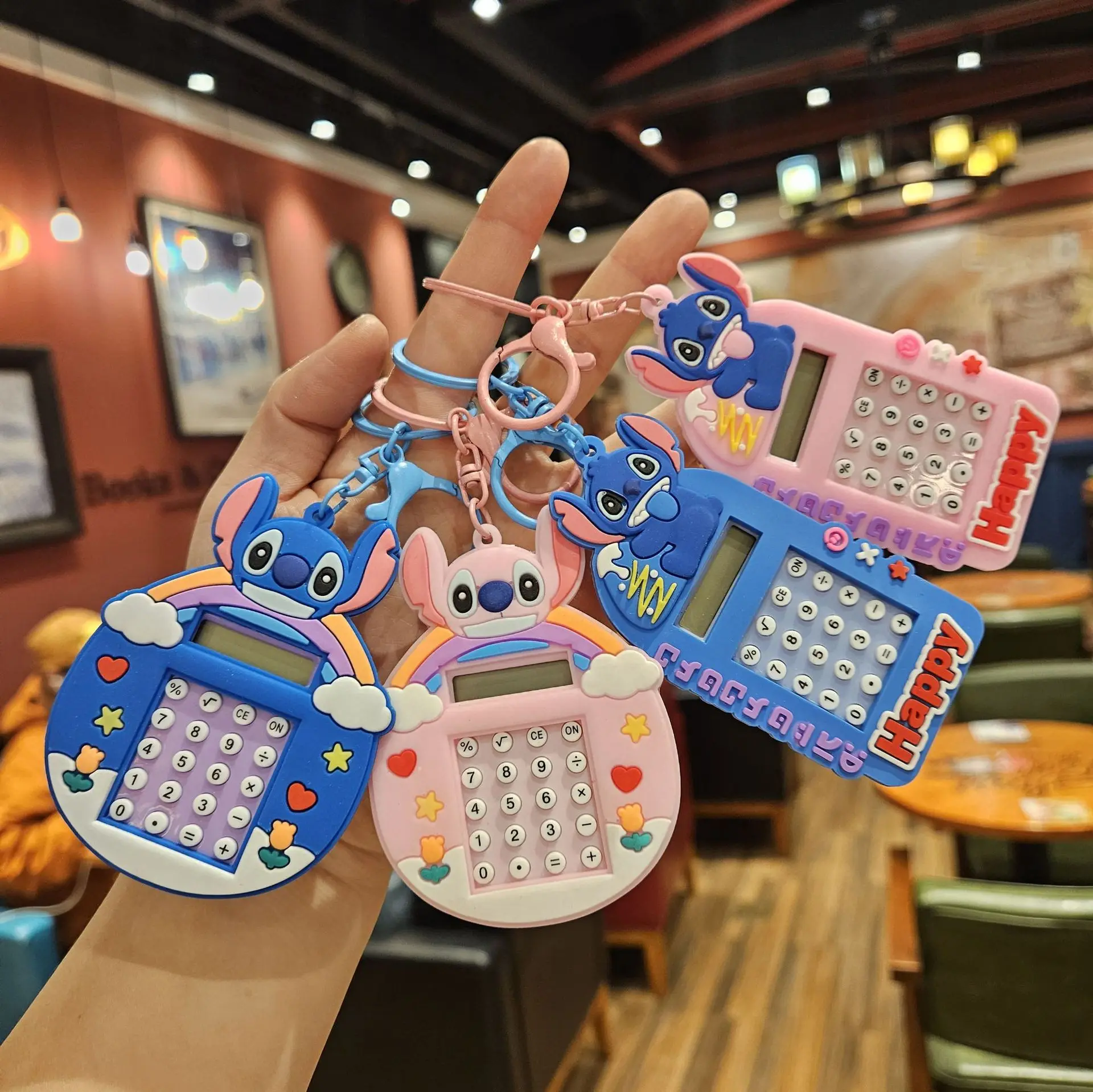 

New Disney Stitch Doll Keychain Calculator Maze Game Console Kawaii Student Toy Backpack Keychain Small Gift Girl Gift