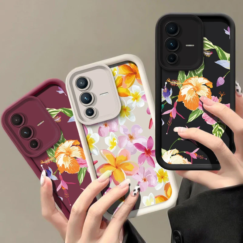 الفاخرة زهرة نمط جراب هاتف ل Vivo V60 V30E V29E V29 V27E V27 V50 V40 Pro V30 SE لينة سيليكون للصدمات ماتي غطاء #2