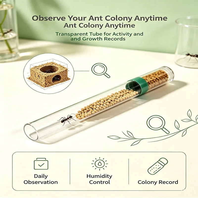 15-150mm Ant Farm House Green Test Tube Ant Nest Plaster Tube for Ant House Gypsum Pet Anthill Workshop Villa Queen Home