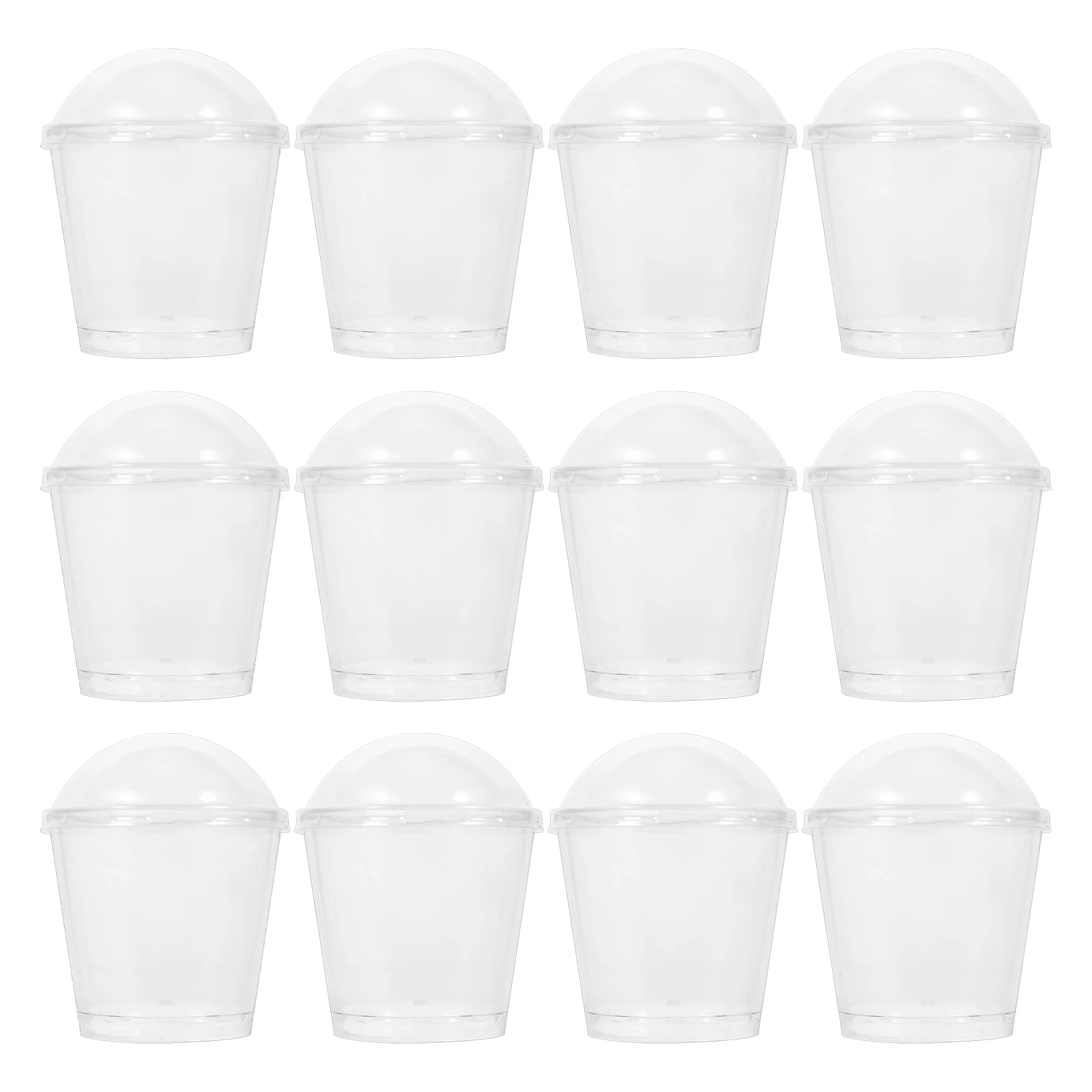 

50 Sets Dessert Cups Small Clear Mini Pudding Ice Cream Cups Transparent Plastic Mugs Dome Lids for Parties Bars Restaurants