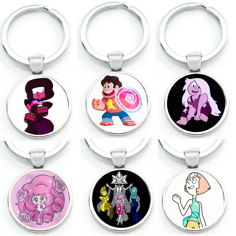 Cartoon TV Series Steven Universe Characters Collection Pumpkin Lion Lapis Lazuli Gems Garnet Pearl Keychain keyring