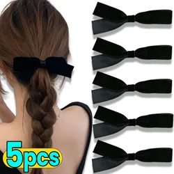 5/3/2/1pcs Girl's French Black Velvet Bow Hair Clip Retro Barrettes Women Bobby Pin Ribbon Bowknot Hairside Headwear Accessories