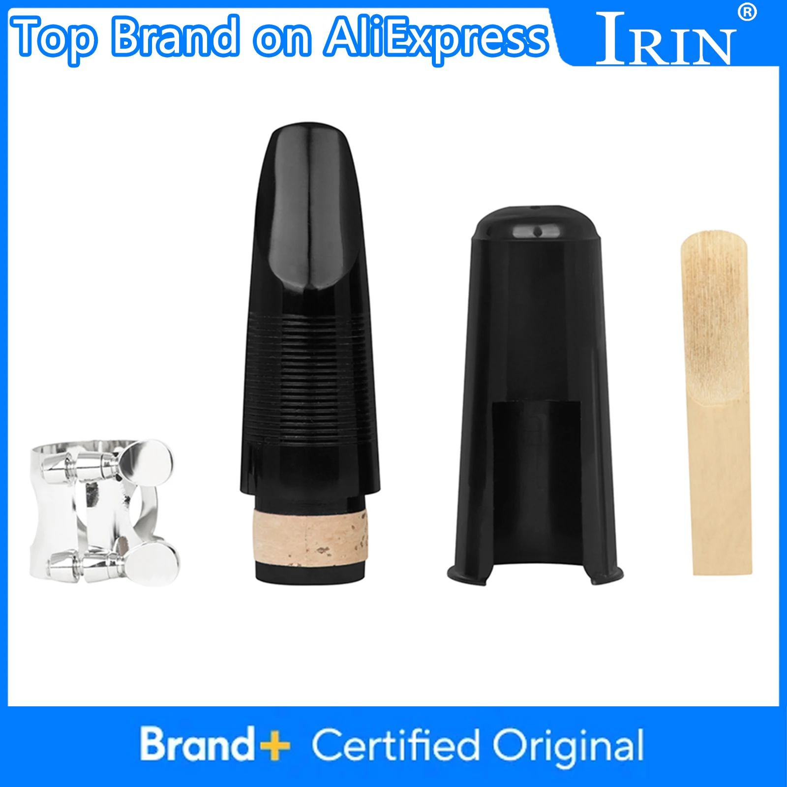 

Мундштук для кларнета IRIN, регулируемый металлический зажим, мундштук для кларнета из АБС-пластика с тростью, детали и аксессуары для деревянных духовых инструментов