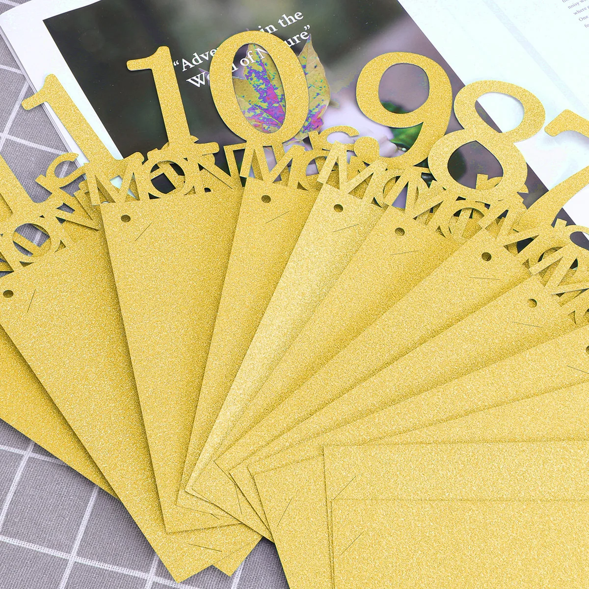 

12pcs Baby'S First Birthday Photo Banner Party Decoration Wall Display Flag For 1-12 Month Kids Gift Gold Number 12 Month