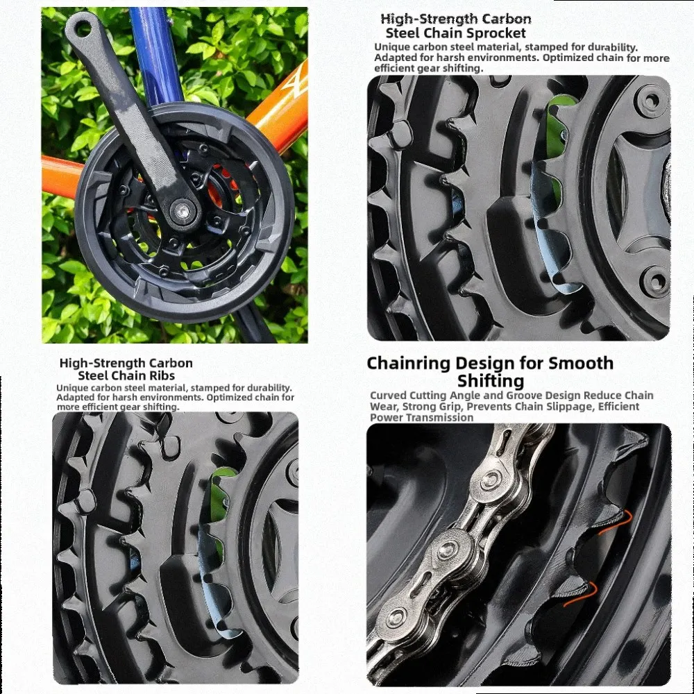 42T Square Taper Crankset Aluminum Crank Arms and Chainring for Bicycles Requiring Reliable Power Transfer and Low Maintenance