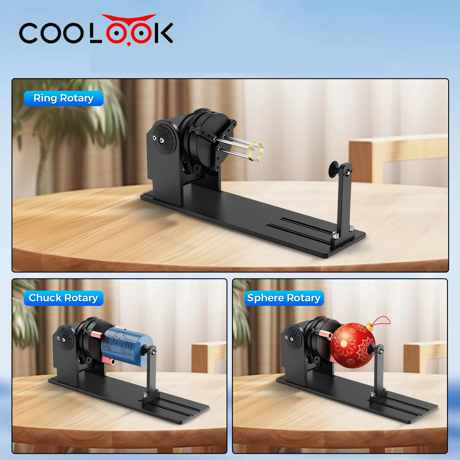 أسطوانة دوارة ليزر COOLOOK CR1 لأشياء محيطات خاصة 6000 مم/دقيقة أقصى سرعة نحت ملحقات ماكينة الحفر بالليزر