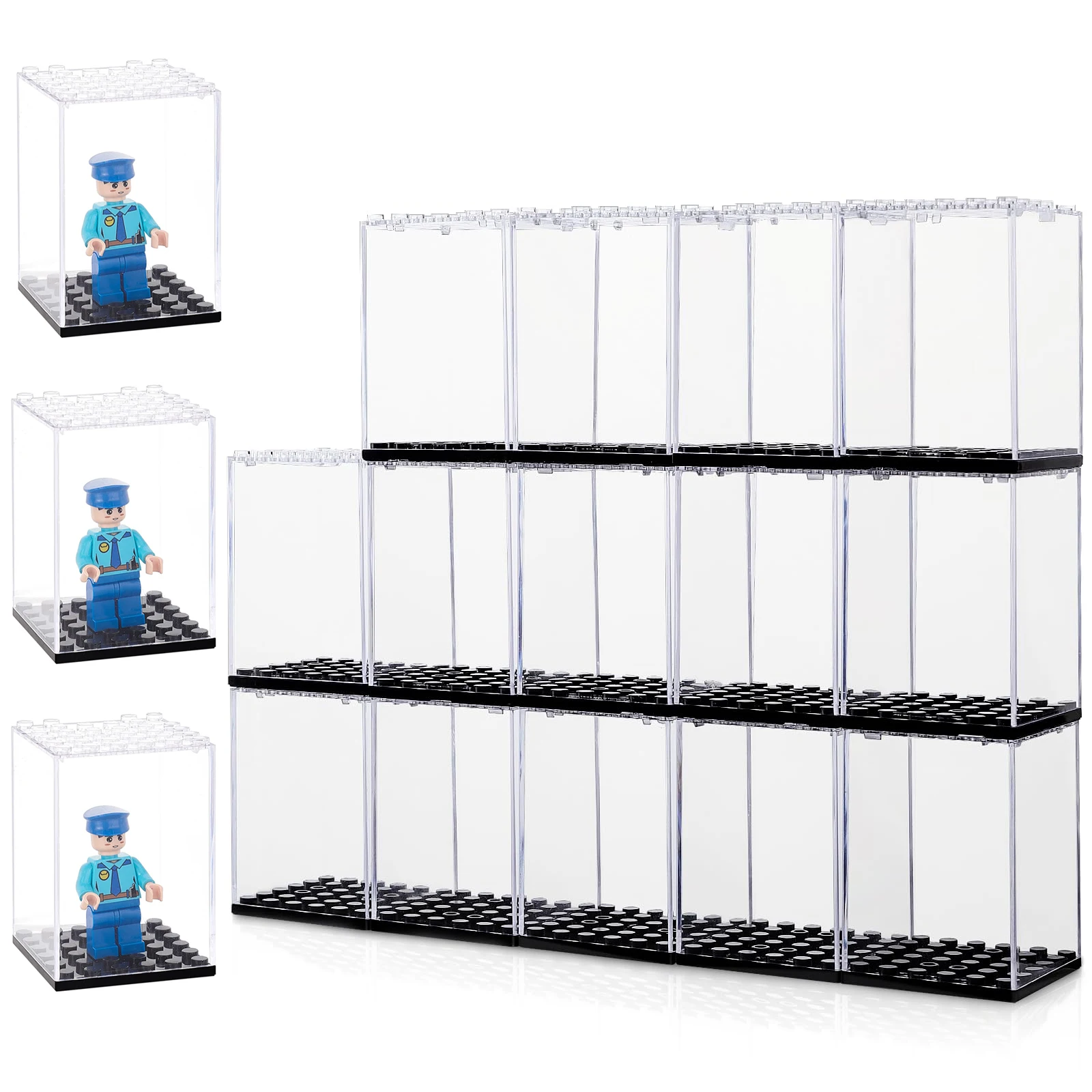 Lego Building Blocks Accessories Small Particles Dust Box Transparent Cover Display Box Storage Square Box Toy Model Display Box